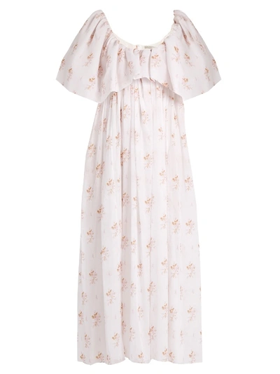 Emilia Wickstead Fede Floral-print Empire-waist Cotton Dress In Pink Print