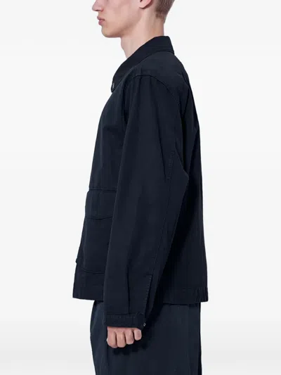Moos Studio Cotton-twill Flap-pocket Jacket In Blue