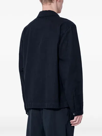 Moos Studio Cotton-twill Flap-pocket Jacket In Blue