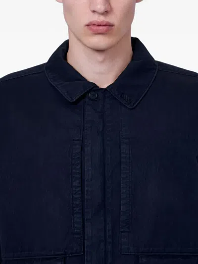 Moos Studio Cotton-twill Flap-pocket Jacket In Blue