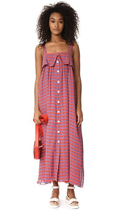 Shop Opening Ceremony French Cuff Maxi Dress In Cantaloupe Multi