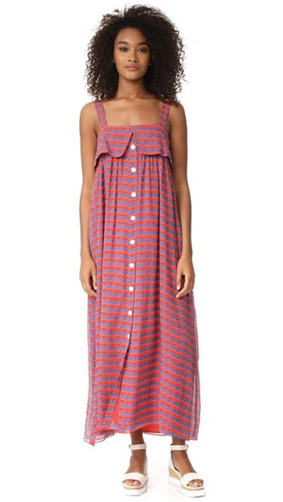 Opening Ceremony French Cuff Maxi Dress In Cantaloupe Multi