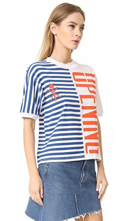 Shop Opening Ceremony Striped Strech Logo Tee In White Multi