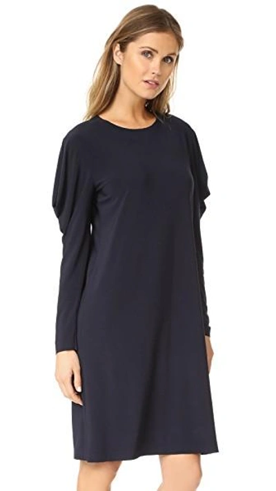 Shop Norma Kamali Wing Sleeve Dress In Midnight