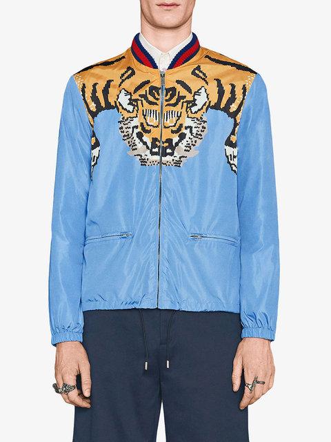 gucci tiger jacket blue