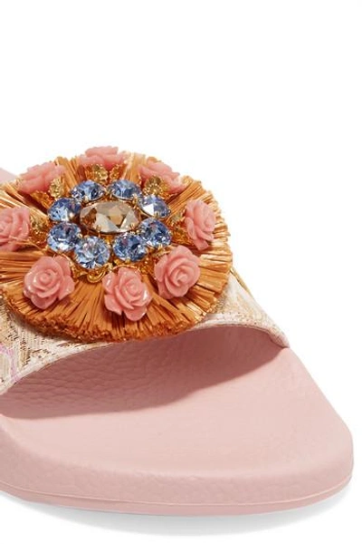 Shop Dolce & Gabbana Embellished Jacquard Slides