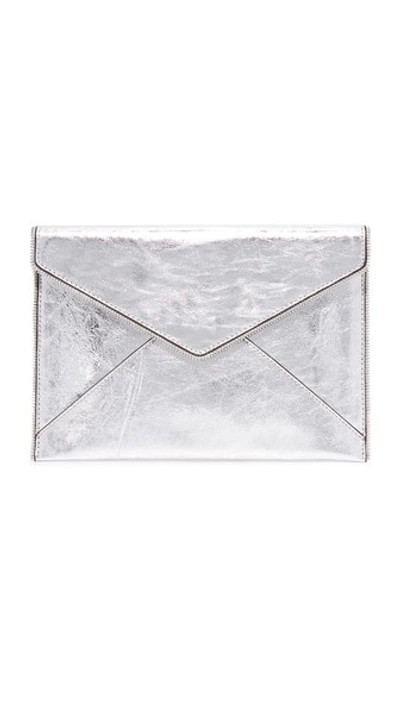 Shop Rebecca Minkoff Leo Clutch In Silver