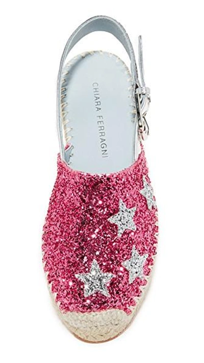 Shop Chiara Ferragni Glitter Star Espadrilles In Pink
