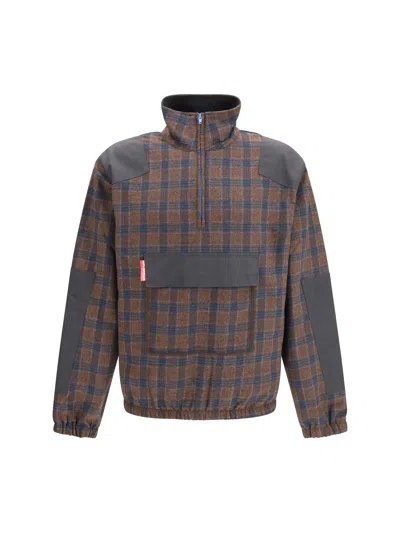 Gr10k Check-pattern Half-zip Sweatshirt In Multi