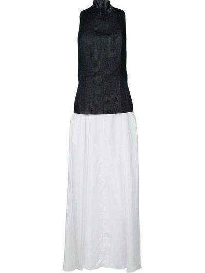 Shop Yang Li Pelated Front Long Dress - White