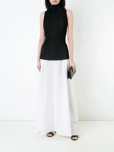 Shop Yang Li Pelated Front Long Dress - White