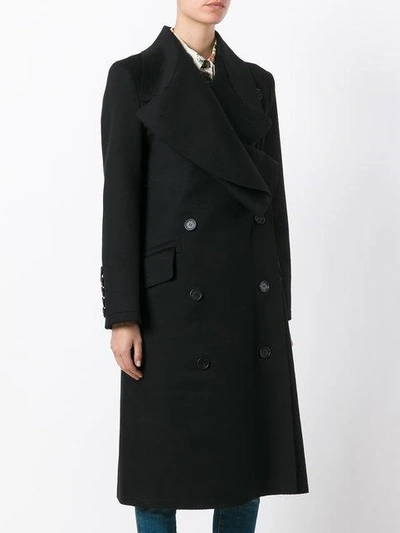 Shop Burberry Double-breasted Coat In Black