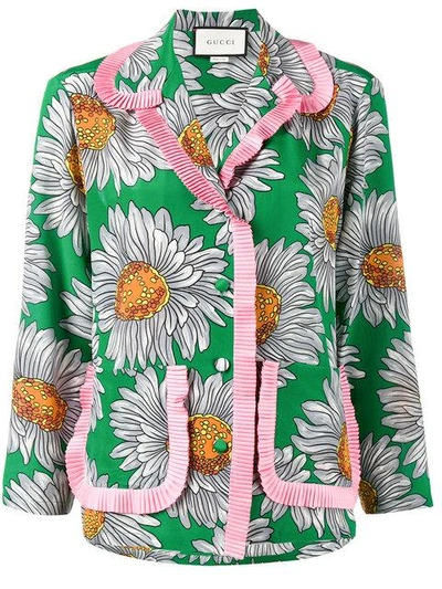 Shop Gucci Daisy Print Pyjama Shirt In Green