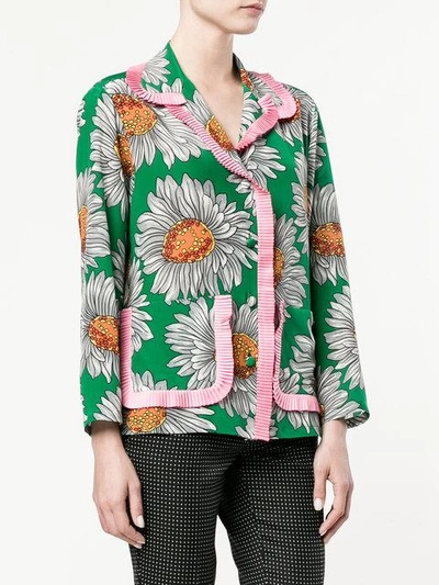 Shop Gucci Daisy Print Pyjama Shirt In Green
