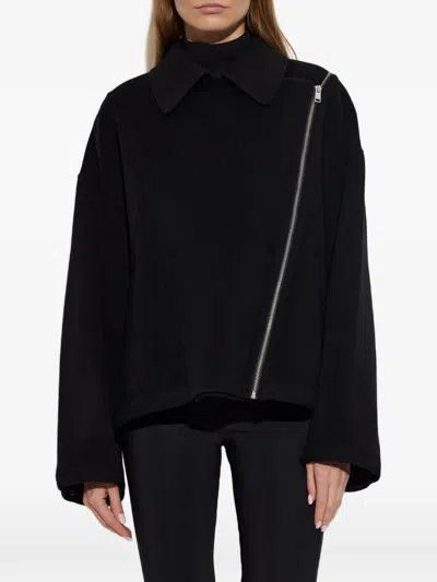 Iro Ampstack Asymmetric-zip Jacket In Black