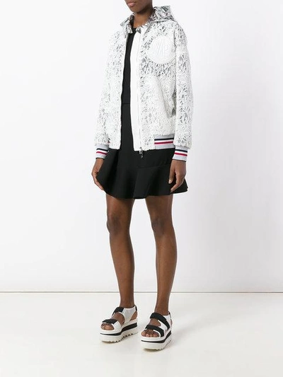 Shop Moncler Embroidered Hooded Jacket In White