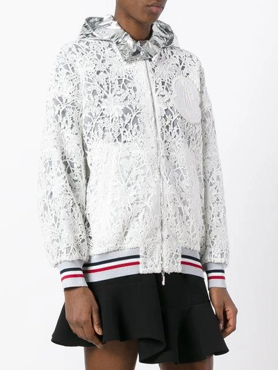 Shop Moncler Embroidered Hooded Jacket In White