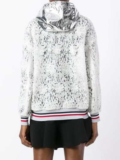 Moncler Embroidered Hooded Jacket In White