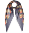 Gucci Gg Wallpaper Print Silk Scarf In Navy