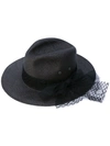 MAISON MICHEL bow detail hat,СОЛОМА100%