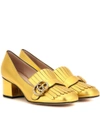 GUCCI METALLIC LEATHER LOAFER PUMPS,P00220142-8