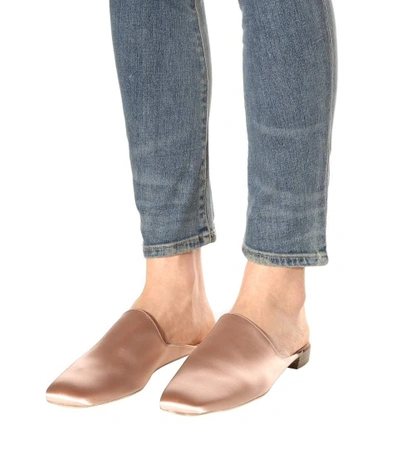 Shop Stuart Weitzman Mulearky Satin Mules In Pink