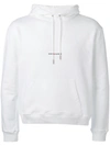 Saint Laurent Signature Logo Cropped Hooded Sweatshirt In 9000 White