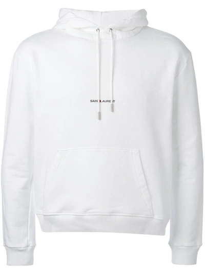 Shop Saint Laurent Logo Hoodie In 9000 White