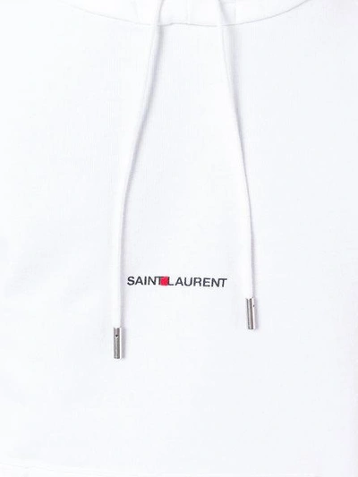 Shop Saint Laurent Logo Hoodie In 9000 White