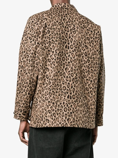 Shop Uniform Experiment Leopard Print Jacket In Brown