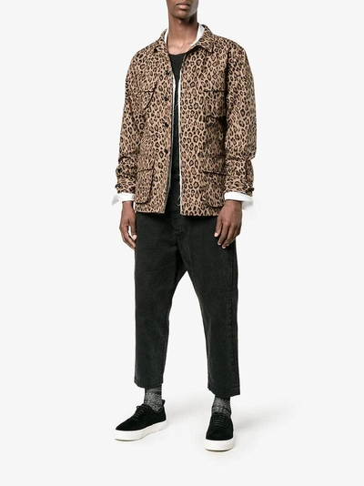 Shop Uniform Experiment Leopard Print Jacket In Brown