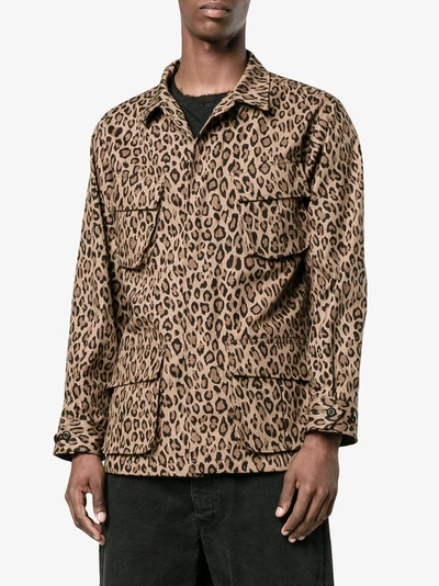 Shop Uniform Experiment Leopard Print Jacket In Brown