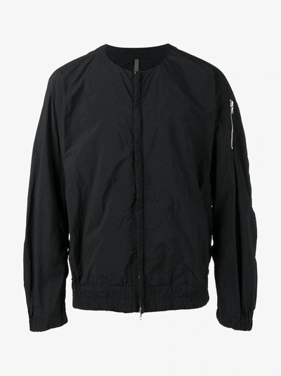 Shop Kazuyuki Kumagai Collarless Tech Bomber Jacket In Black
