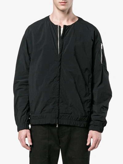 Shop Kazuyuki Kumagai Collarless Tech Bomber Jacket In Black