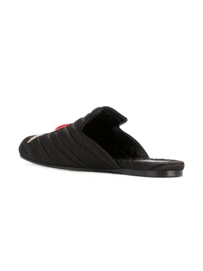 Shop Gucci Heart And Dagger Velvet Slippers