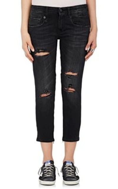 R13 Boy Skinny Zip Leg Distressed Jeans