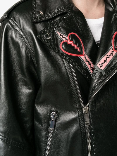 Shop Valentino Love Blade Embroidered Leather Jacket