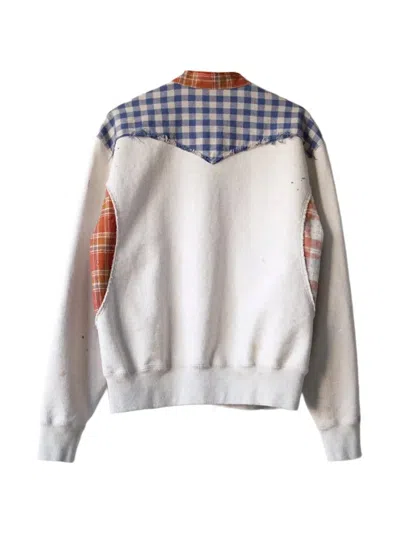 Khoki Patchwork Check-pattern Sweater In White
