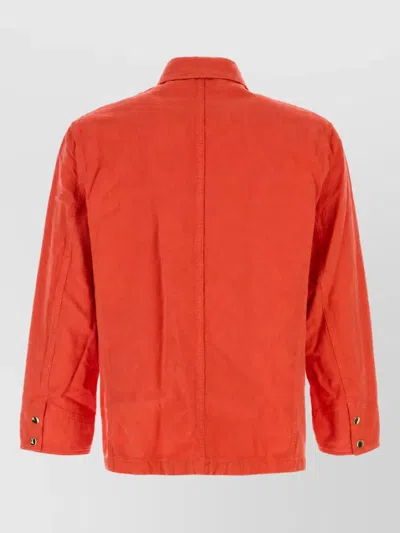 Auralee Button-up Patch-pocket Jacket In Red
