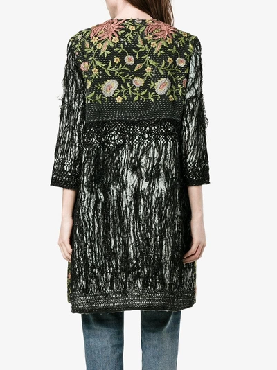 Shop By Walid Floral Embroidered Coat In Black