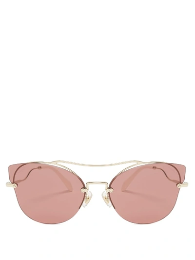 Miu Miu Scenique Butterfly Sunglasses In Gold/purple