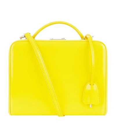 Mark Cross Small Grace Rattan Box Bag In Yellow