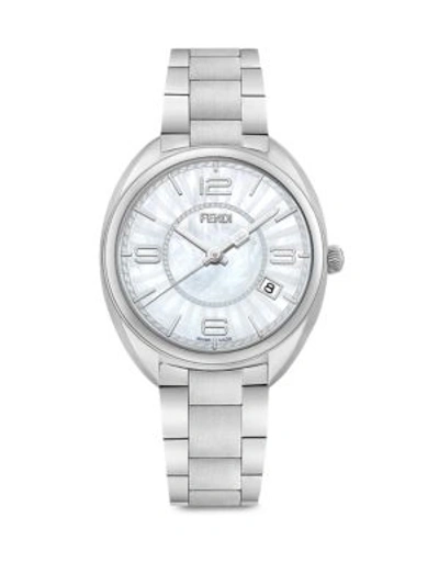 Shop Fendi Momento  Mother-of-pearl & Stainless Steel Bracelet Watch In Na