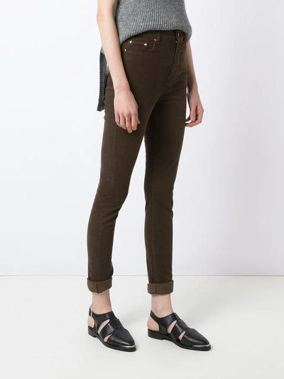 Shop Amapô High Waist Velvet Skinny Trousers In Brown