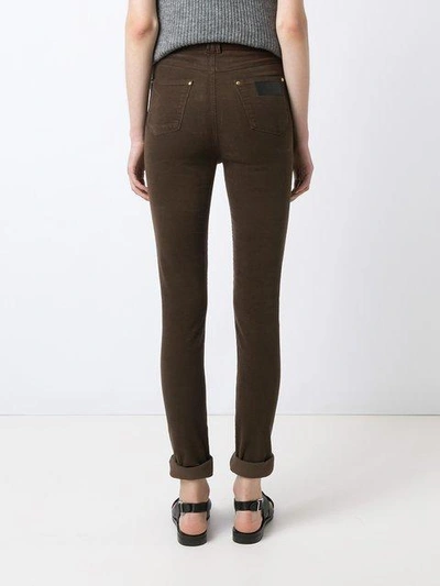 Shop Amapô High Waist Velvet Skinny Trousers In Brown