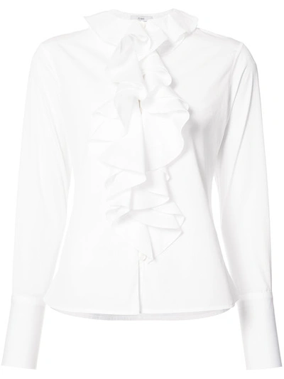 Tome Ruffle Collar Poplin Shirt In White
