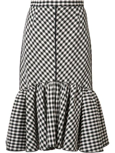 Shop Tome Pleated Trim Checked Skirt - Black