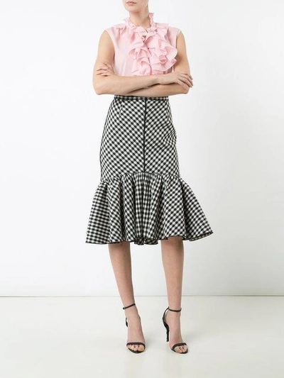 Shop Tome Pleated Trim Checked Skirt - Black