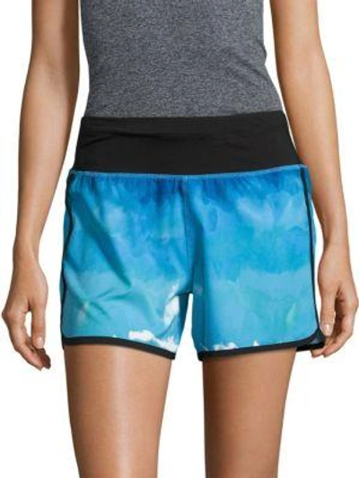 Andrew Marc Printed Pull-on Shorts In Cool Blue