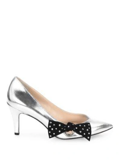 Shop Marc By Marc Jacobs Daryl Leather Pointy Toe Pumps In Silver
